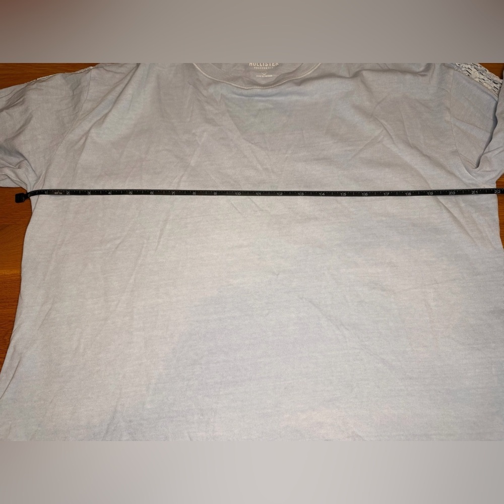 Hollister Lace Sleeve Long Sleeve Top Light Blue Coquette Soft Girl Size M - Picture 6 of 8